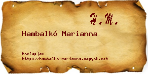 Hambalkó Marianna névjegykártya
